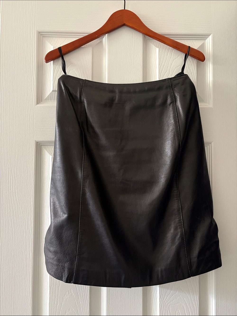 Siena Studio Black Leather A-Line Mini Skirt - Vintage ‘90s